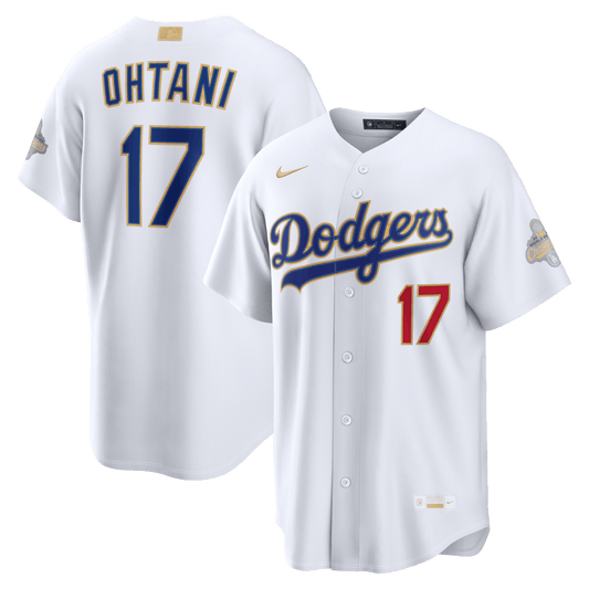 Shohei Ohtani 17 Los Angeles Dodgers 2026 Gold Collection Stadium Men Jersey - White