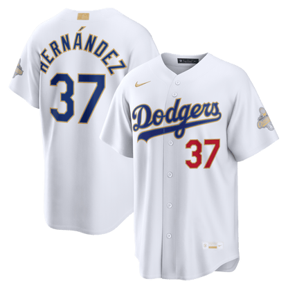 Teoscar Hernández 37 Los Angeles Dodgers 2026 Gold Collection Stadium Men Jersey - White