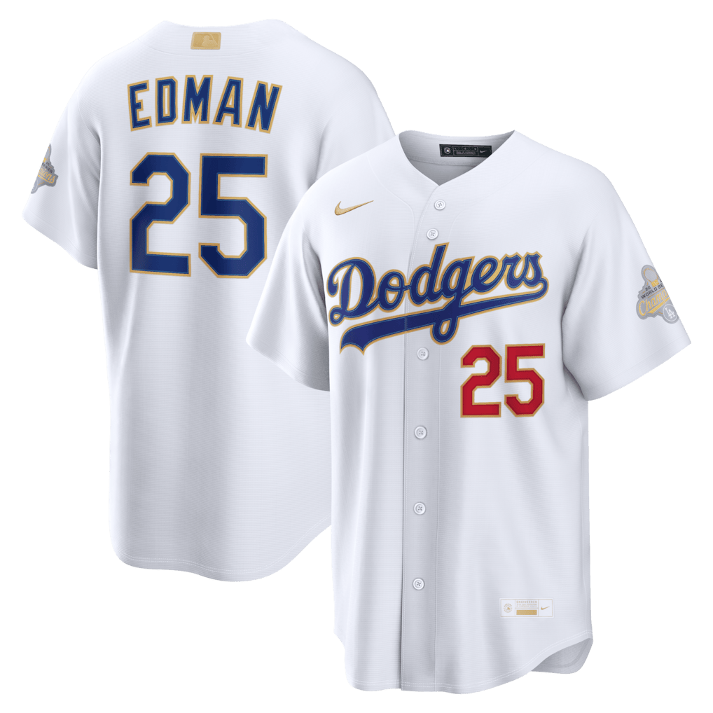 Tommy Edman 25 Los Angeles Dodgers 2026 Gold Collection Stadium Men Jersey - White