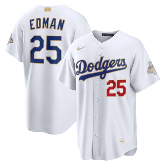 Tommy Edman 25 Los Angeles Dodgers 2026 Gold Collection Stadium Men Jersey - White