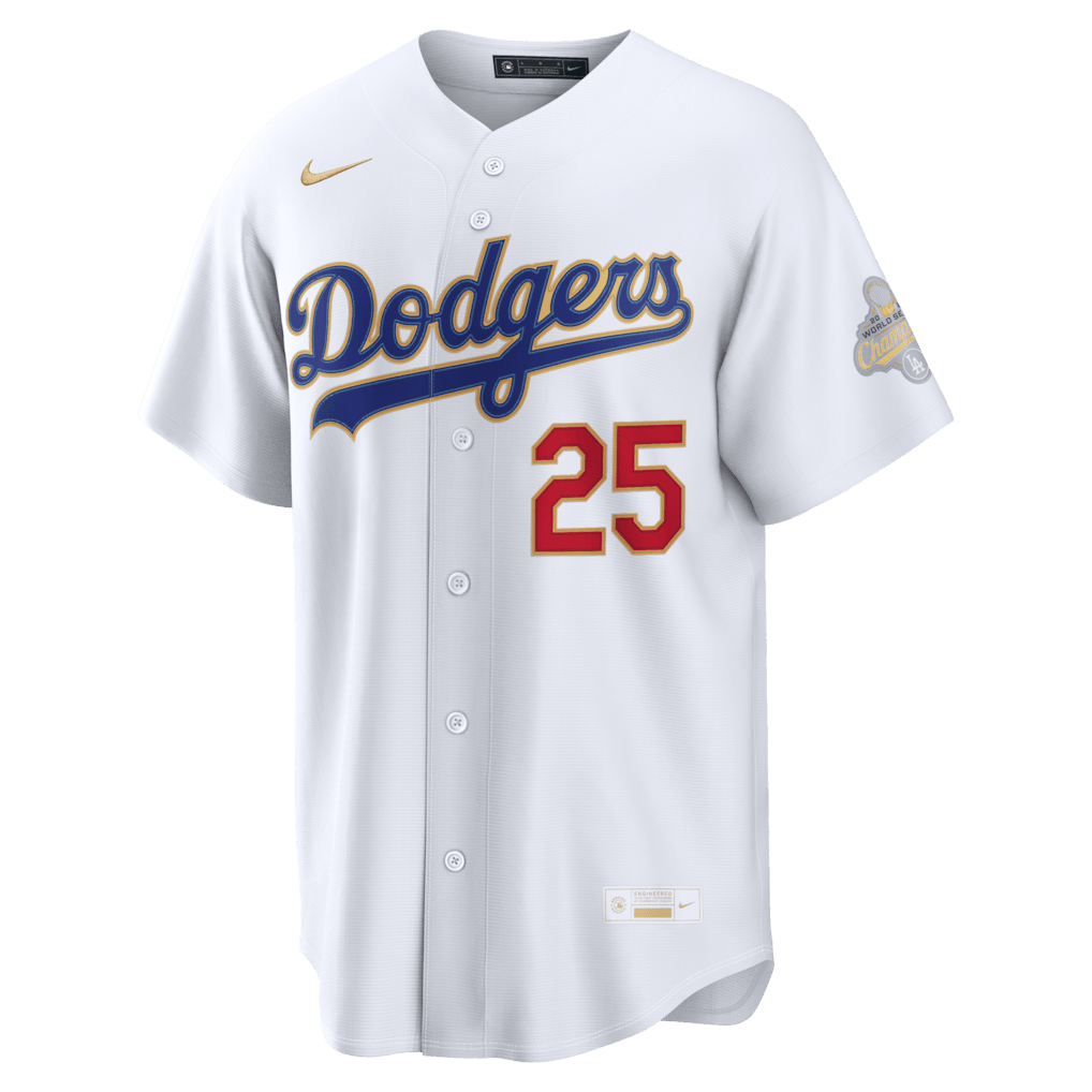 Tommy Edman 25 Los Angeles Dodgers 2026 Gold Collection Stadium Men Jersey - White