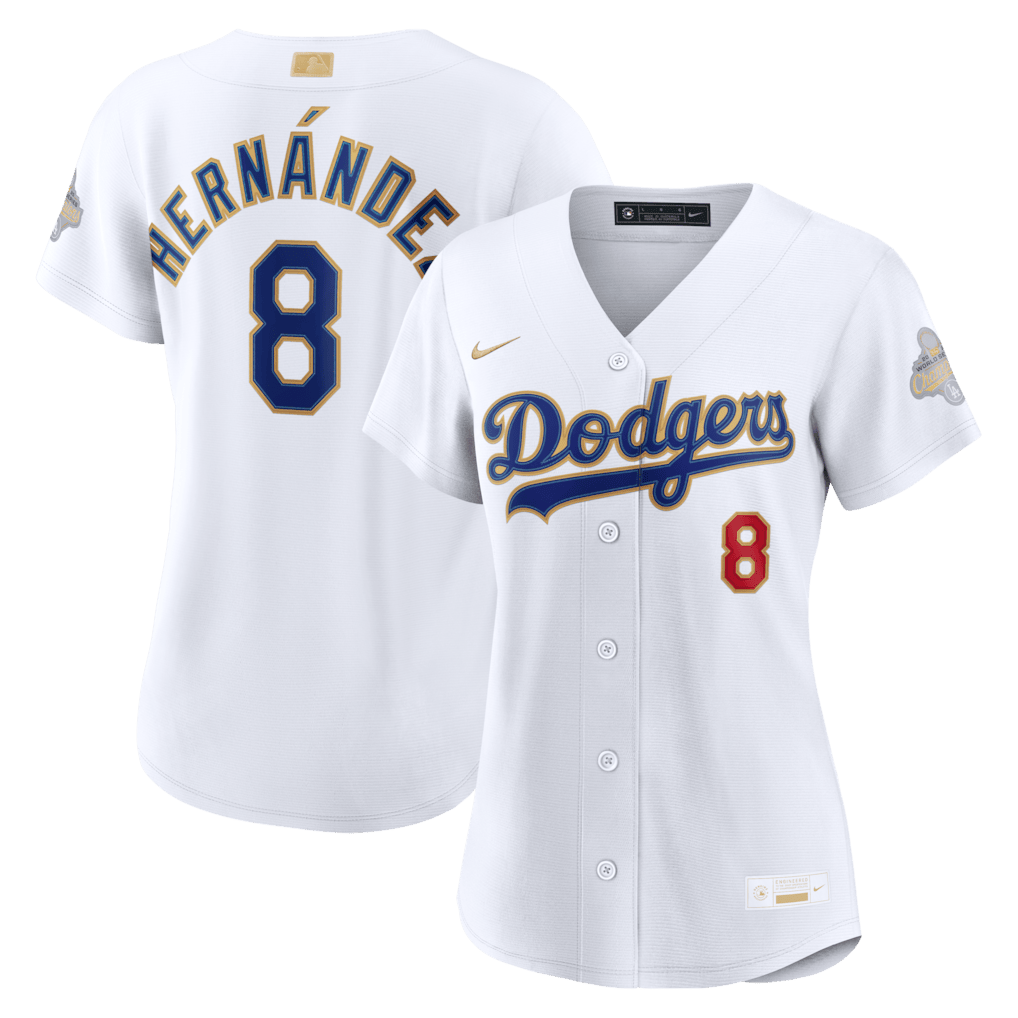 Enrique Hernández 8 Los Angeles Dodgers Women's 2026 Gold Collection Stadium Jersey - White