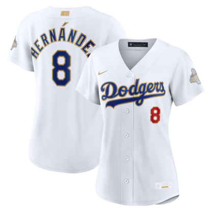 Enrique Hernández 8 Los Angeles Dodgers Women's 2026 Gold Collection Stadium Jersey - White