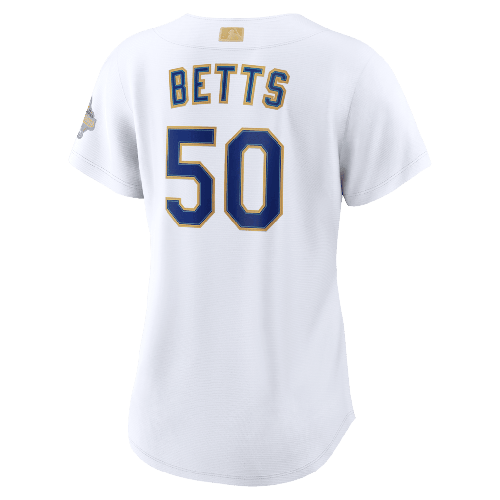 Mookie Betts 50 Los Angeles Dodgers Women's 2026 Gold Collection Stadium Jersey - White