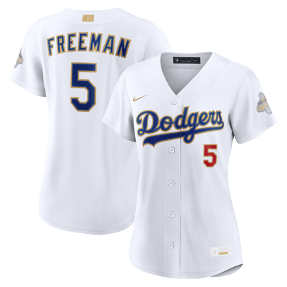 Freddie Freeman 5 Los Angeles Dodgers Women's 2026 Gold Collection Stadium Jersey - White