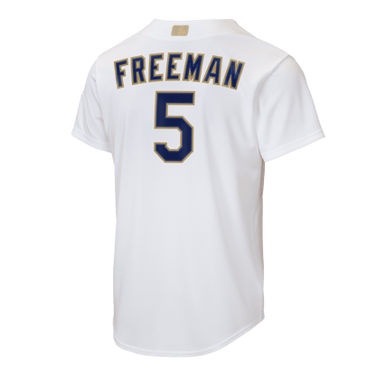 Freddie Freeman 5 Los Angeles Dodgers 2026 Gold Collection Home YOUTH Jersey - White