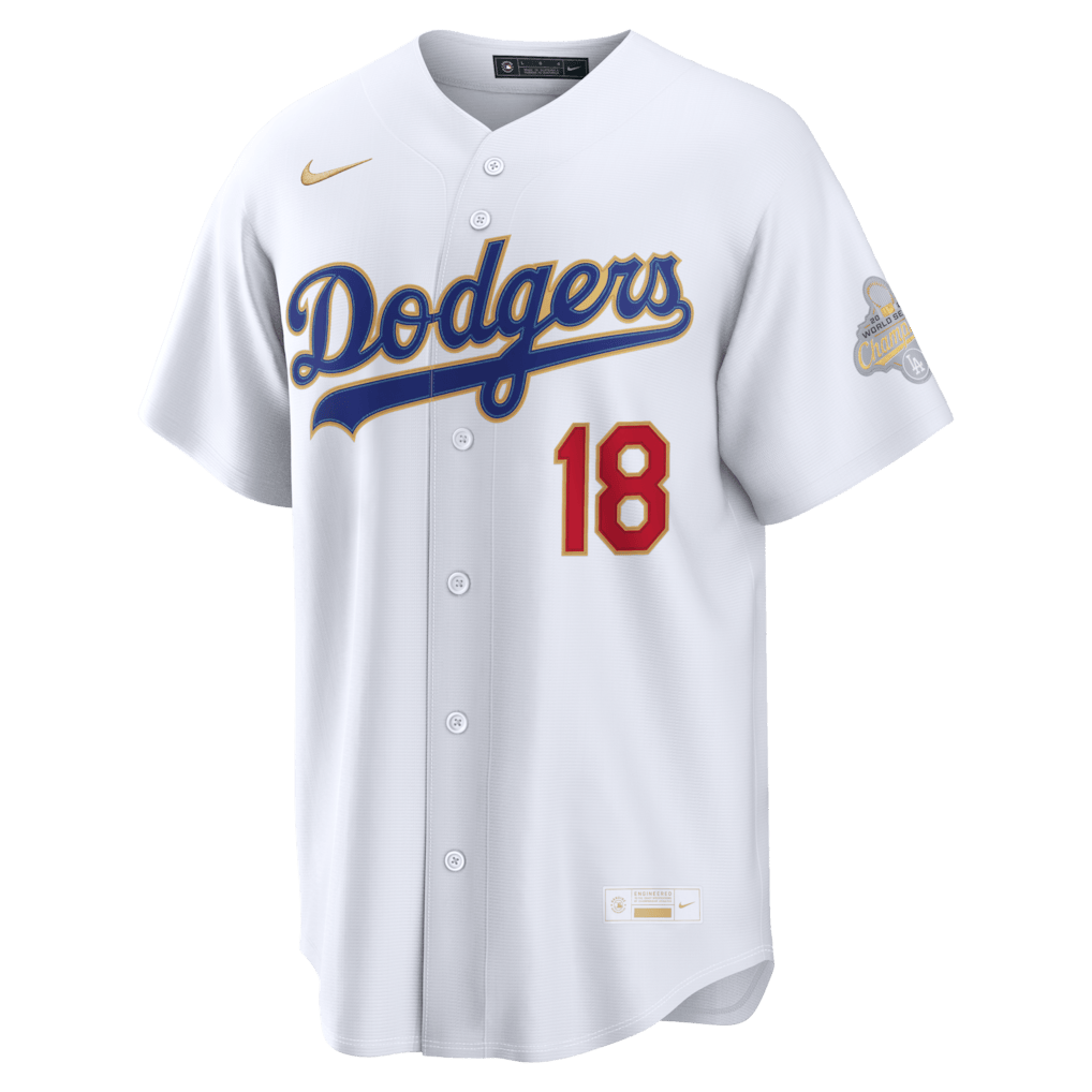 Yoshinobu Yamamoto 18 Los Angeles Dodgers 2026 Gold Collection Stadium Men Jersey - White