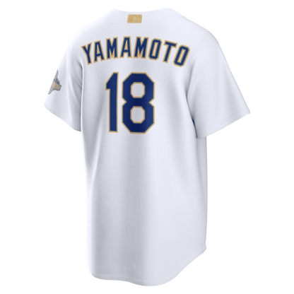 Yoshinobu Yamamoto 18 Los Angeles Dodgers 2026 Gold Collection Stadium Men Jersey - White