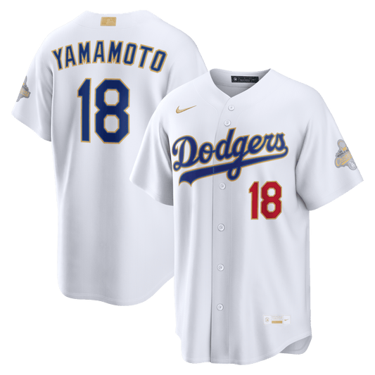 Yoshinobu Yamamoto 18 Los Angeles Dodgers 2026 Gold Collection Stadium Men Jersey - White