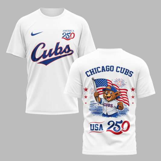 Chicago Cubs x 250 Years Of America Premium All Over Printed T-shirt - White