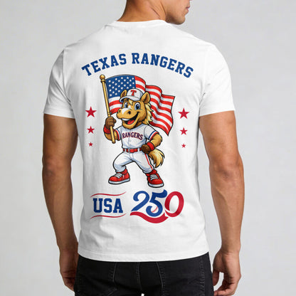 Texas Rangers x 250 Years Of America Premium All Over Printed T-shirt - White
