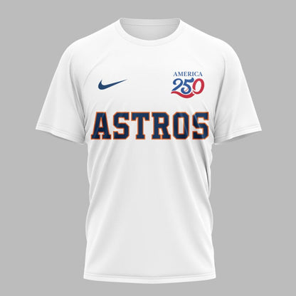 Houston Astros x 250 Years Of America Premium All Over Printed T-shirt - White