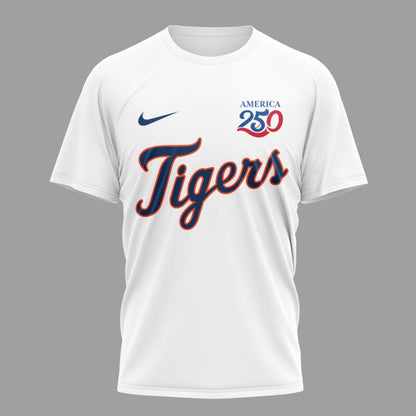 Detroit Tigers x 250 Years Of America Premium All Over Printed T-shirt - White