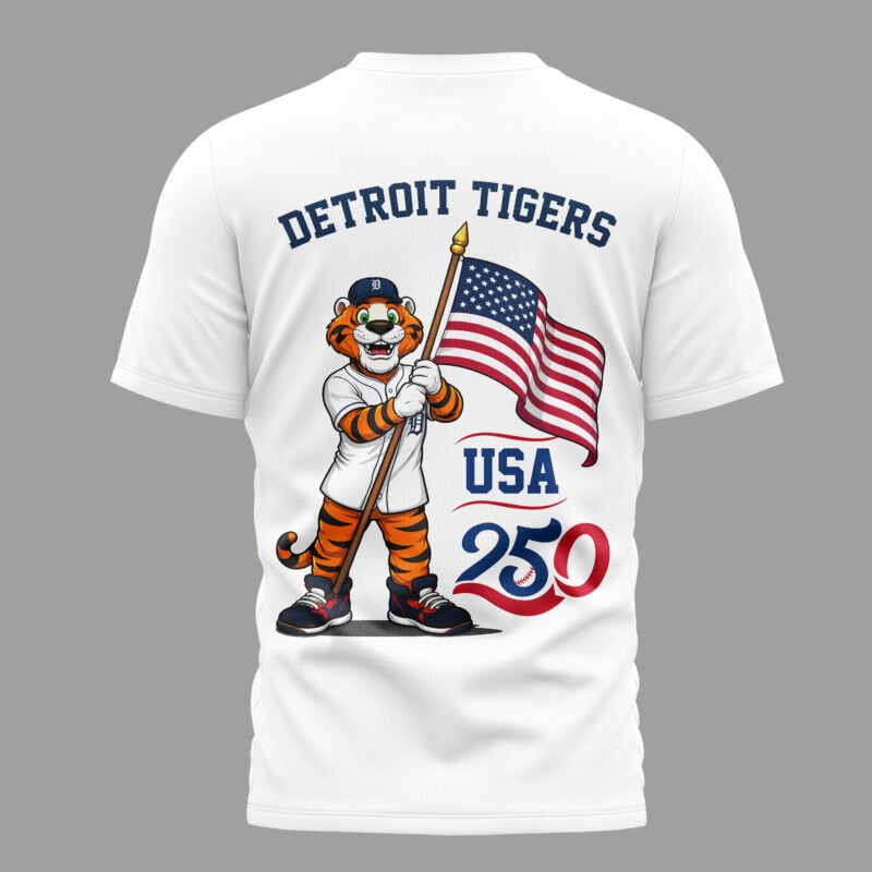 Detroit Tigers x 250 Years Of America Premium All Over Printed T-shirt - White