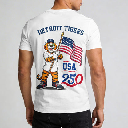 Detroit Tigers x 250 Years Of America Premium All Over Printed T-shirt - White