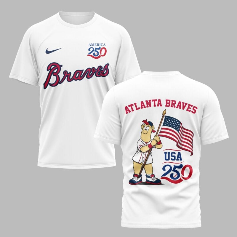 Atlanta Braves x 250 Years Of America Premium All Over Printed T-shirt - White