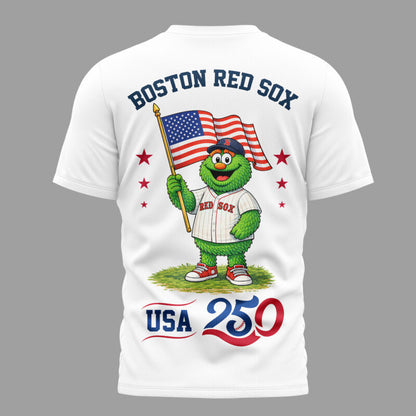 Boston Red Sox x 250 Years Of America Premium All Over Printed T-shirt - White
