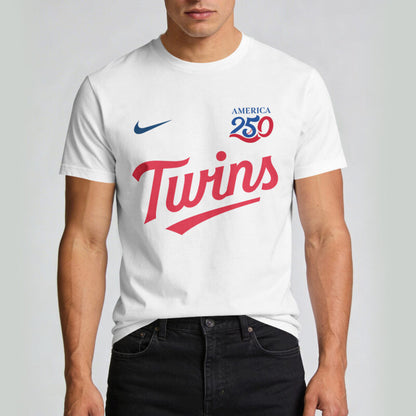 Minnesota Twins x 250 Years Of America Premium All Over Printed T-shirt - White
