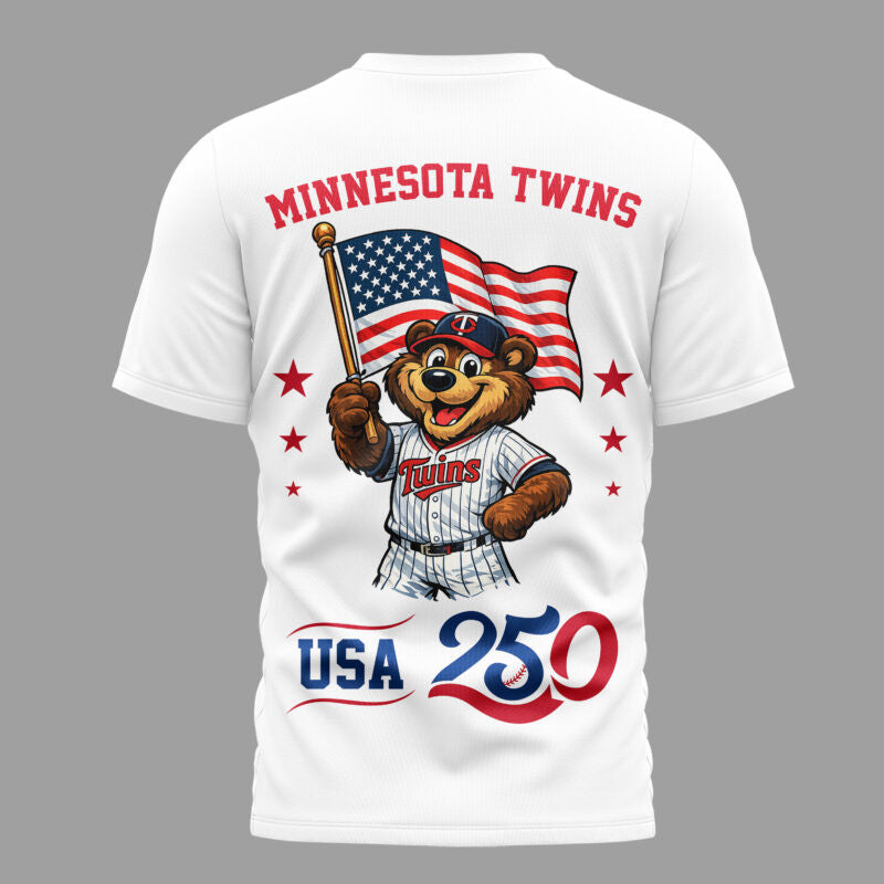 Minnesota Twins x 250 Years Of America Premium All Over Printed T-shirt - White