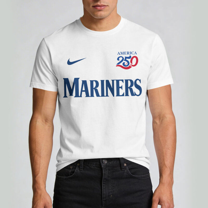 Seattle Mariners x 250 Years Of America Premium All Over Printed T-shirt - White