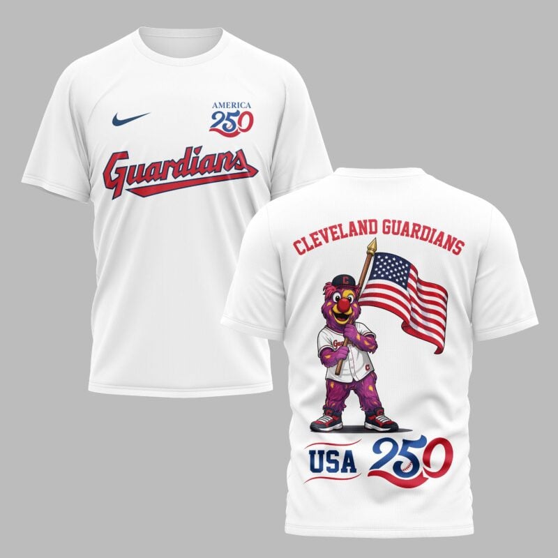 Cleveland Guardians x 250 Years Of America Premium All Over Printed T-shirt - White