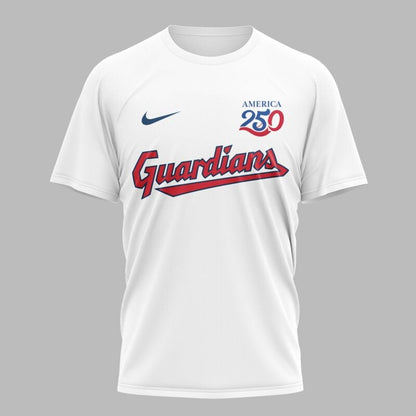 Cleveland Guardians x 250 Years Of America Premium All Over Printed T-shirt - White