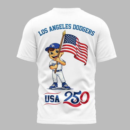 Los Angeles Dodgers x 250 Years Of America Premium All Over Printed T-shirt - White