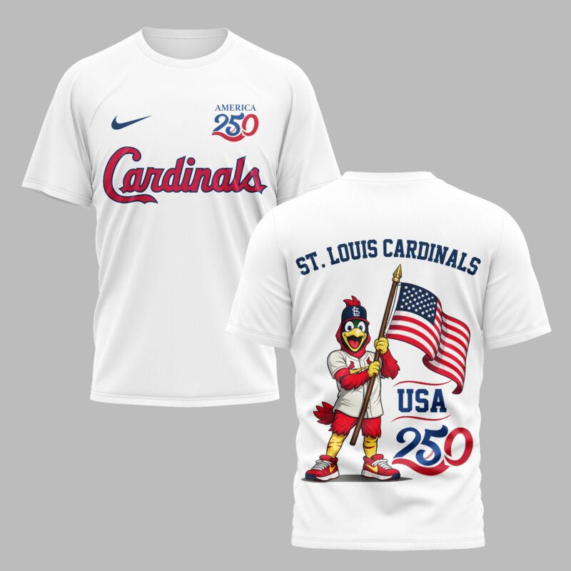 St. Louis Cardinals x 250 Years Of America Premium All Over Printed T-shirt - White