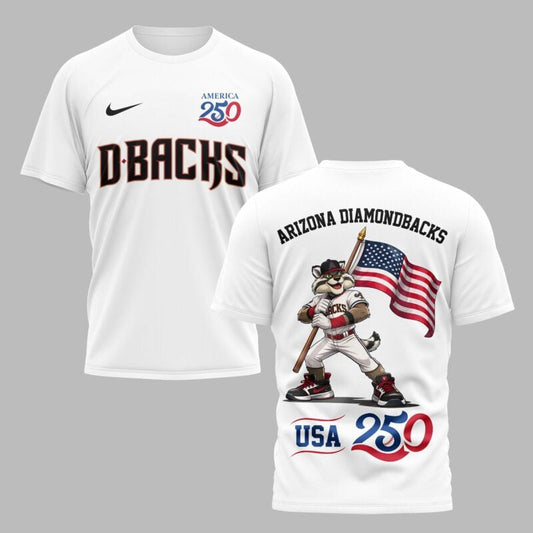 Arizona Diamondbacks x 250 Years Of America Premium All Over Printed T-shirt - White