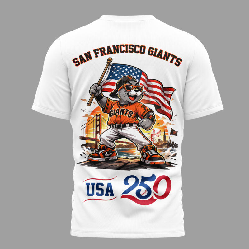 San Francisco Giants x 250 Years Of America Premium All Over Printed T-shirt - White