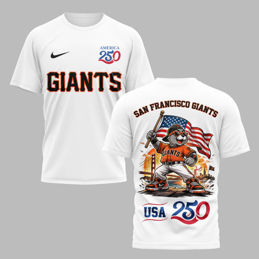 San Francisco Giants x 250 Years Of America Premium All Over Printed T-shirt - White