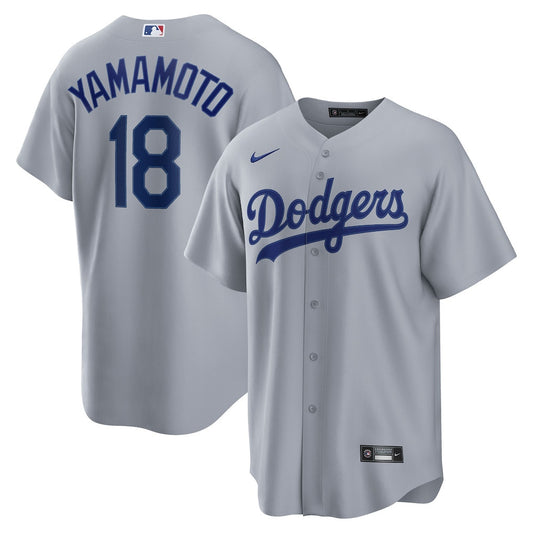 Yoshinobu Yamamoto 18 Los Angeles Dodgers 2026 Road Men Jersey - Gray