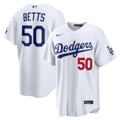 Mookie Betts 50 Los Angeles Dodgers 2026 Home Stadium Men Jersey - White