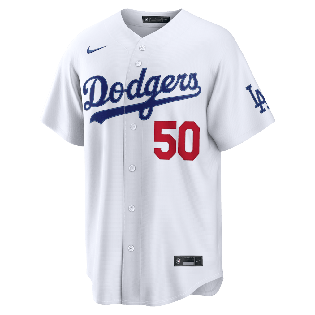 Mookie Betts 50 Los Angeles Dodgers 2026 Home Stadium Men Jersey - White