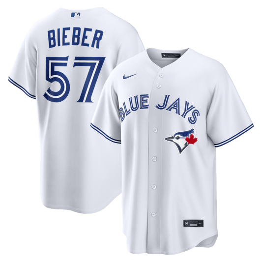 Shane Bieber 57 Toronto Blue Jays Home Men Jersey - White