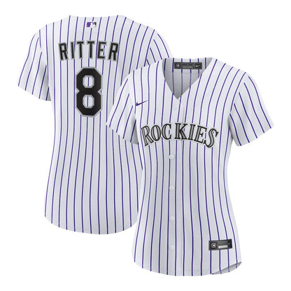 Ryan Ritter 8 Colorado Rockies Women's Home Jersey - White