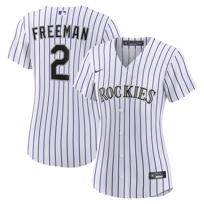 Tyler Freeman 2 Colorado Rockies Women's Home Jersey - White