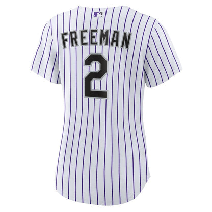 Tyler Freeman 2 Colorado Rockies Women's Home Jersey - White
