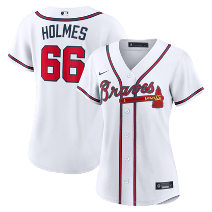 Grant Holmes 66 Atlanta Braves Women's Home Jersey - White