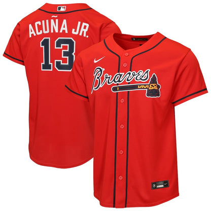 Ronald Acuña Jr. 13 Atlanta Braves Alternate 2 YOUTH Jersey - Red