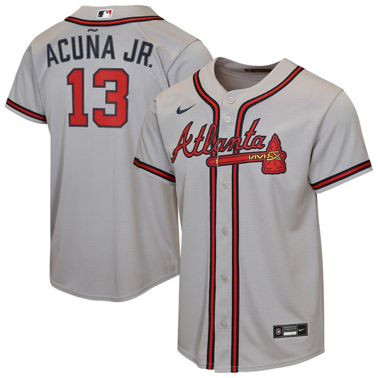 Ronald Acuña Jr. 13 Atlanta Braves Road YOUTH Jersey - Gray