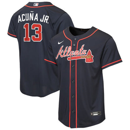 Ronald Acuña Jr. 13 Atlanta Braves Alternate YOUTH Jersey - Navy