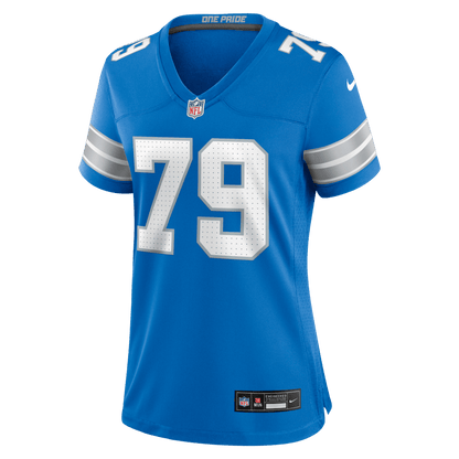 Larry Borom 79 Detroit Lions Women's Team Game Jersey - Blue