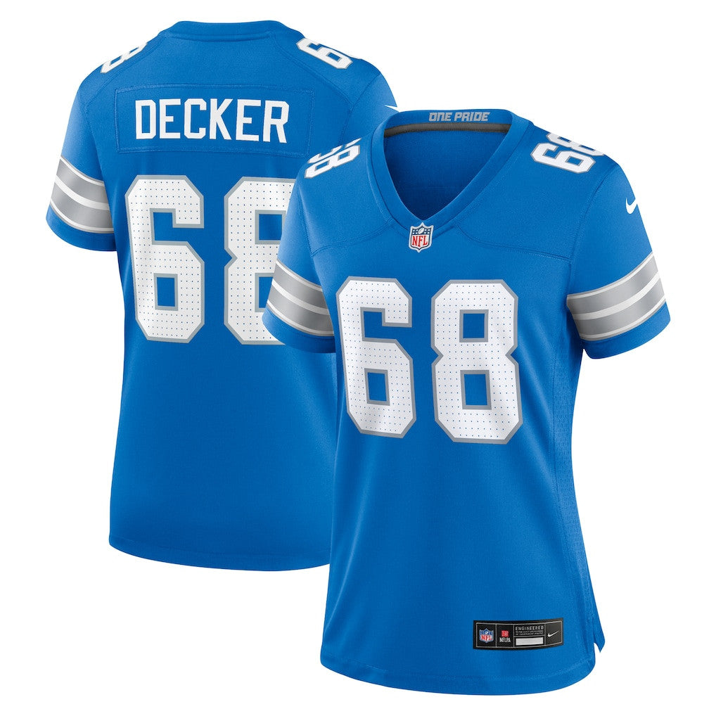 Taylor Decker 68 Detroit Lions Women's Team Game Jersey - Blue