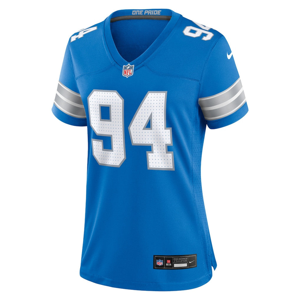 Mekhi Wingo 94 Detroit Lions Women's Team Game Jersey - Blue