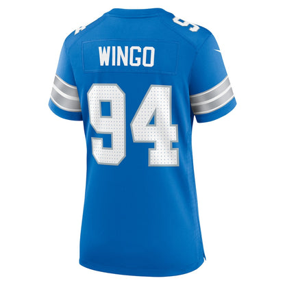 Mekhi Wingo 94 Detroit Lions Women's Team Game Jersey - Blue