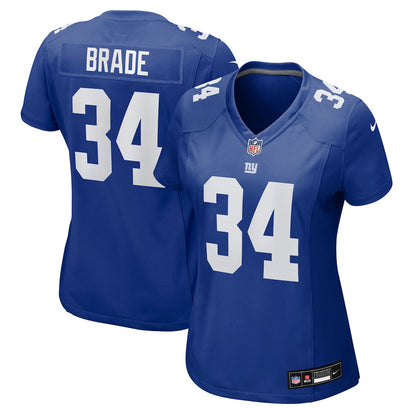 Beau Brade 34 New York Giants Women's Team Game Jersey - Royal
