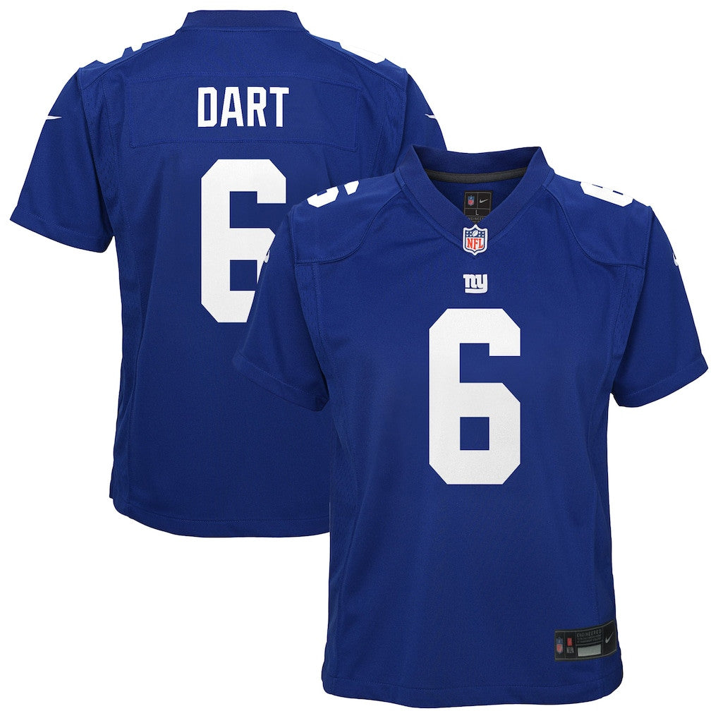 Jaxson Dart 6 New York Giants Team Game YOUTH Jersey - Royal