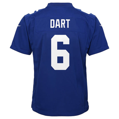 Jaxson Dart 6 New York Giants Team Game YOUTH Jersey - Royal