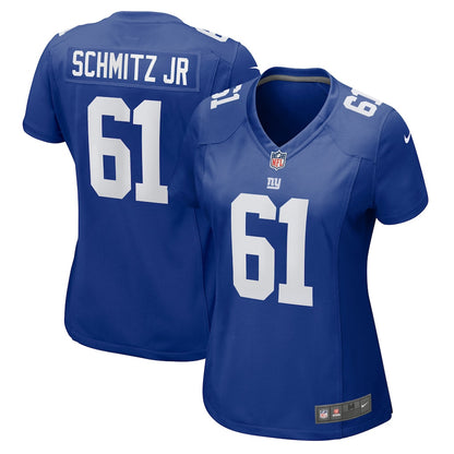 John Michael Schmitz Jr. 61 New York Giants Women's Team Game Jersey - Royal